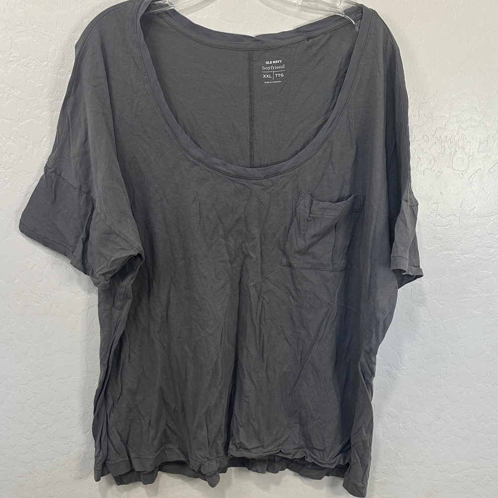 Old Navy Charcoal gray Short Sleeve Tee boyfriend plus XXL relaxed cotton crop
